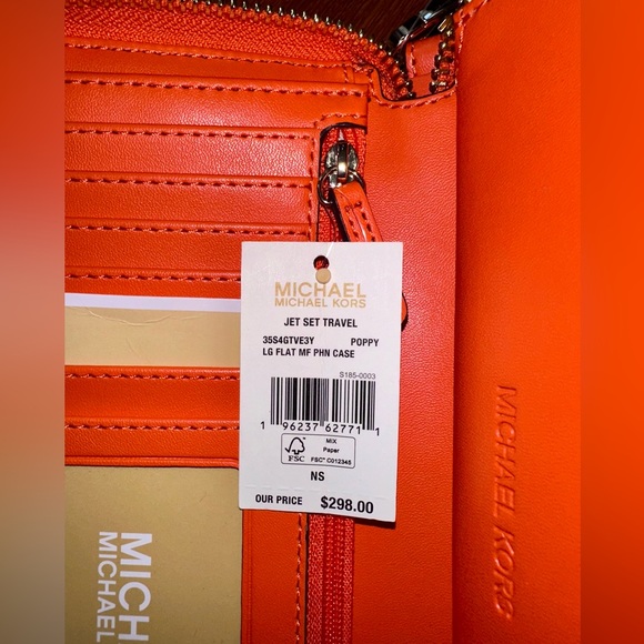 Michael Kors Vibrant Woven Leather Orange Jet Set Travel Case - Picture 5 of 11